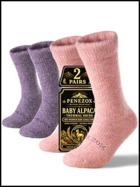 Thermal Baby Alpaca Merino Wool Crew Socks Thick Plush Warm Hiking Boot Socks